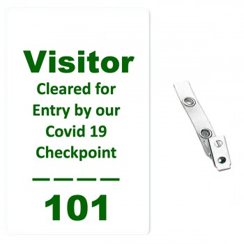 Custom Printed COVID-19 Numbered Badges  with Clear PVC Strap Clips 10-Pack
